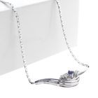 Image 7 of White gold necklace with diamond and sapphire | 0.10 ct.