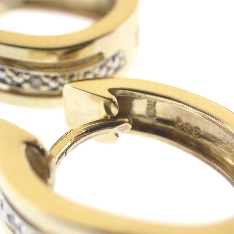 Image 8 of Two-tone gold hoop earrings with diamonds | 0.03 ct.