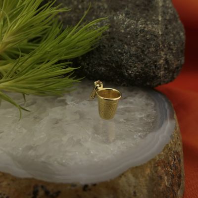 Image 2 of Gold minimalist pendant of a thimble