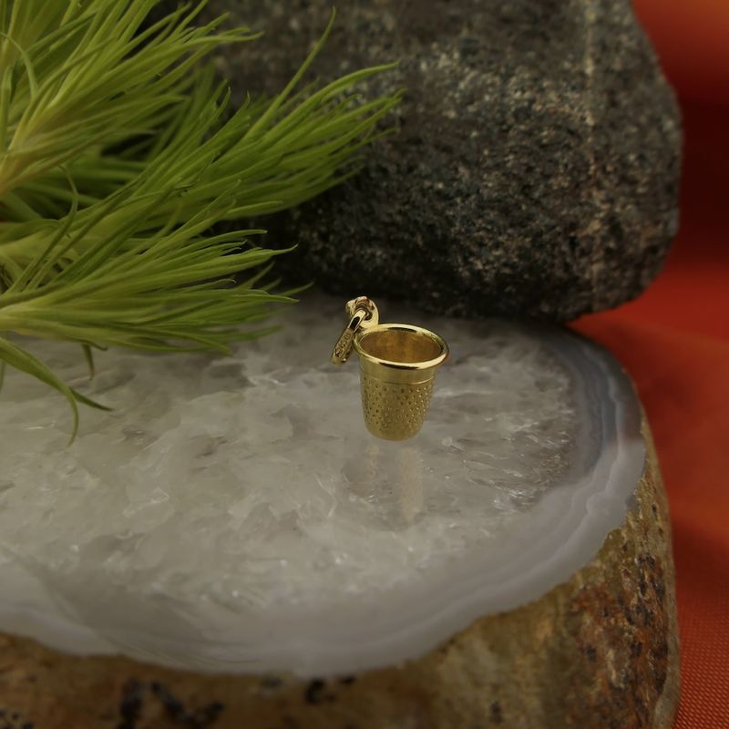 Image 2 of Gold minimalist pendant of a thimble