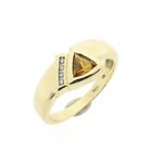 Image 8 of Gold solitaire ring with citrine and diamond; 0.04 ct.