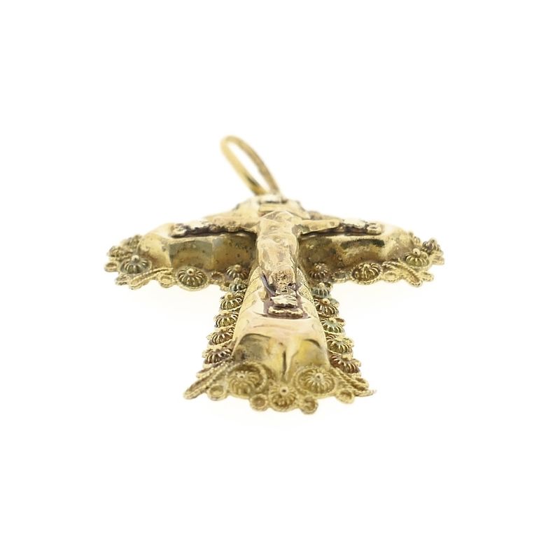 Image 7 of Gold antique pendant of a cross with corpus | INRI