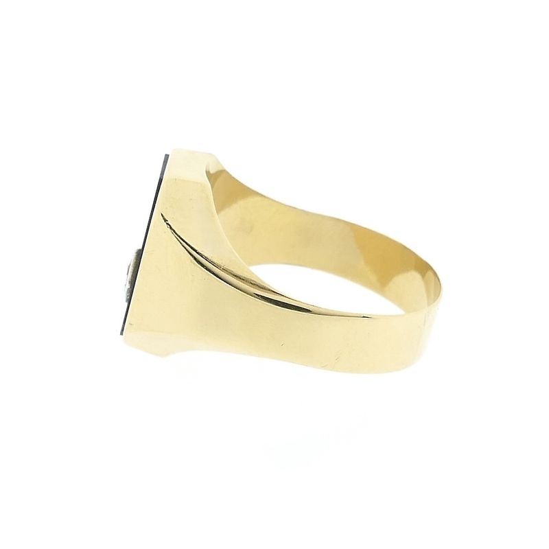 Image 6 of Gold men's signet ring with onyx and diamond | 0.02 ct.