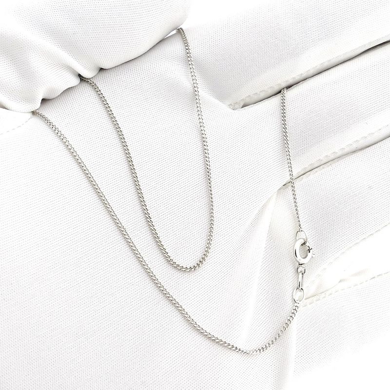 Image 8 of White gold thin gourmet link necklace | 40 cm