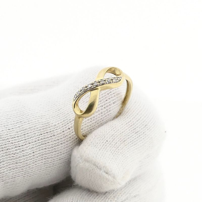 Afbeelding 8 van Gouden infinity ring met diamanten; 0,035 ct.