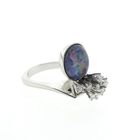 Image 3 of White gold cocktail ring with diamond and triplet opal