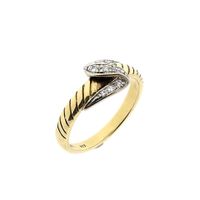 Gold Ring with White Sapphires; 14K; Size 17.5