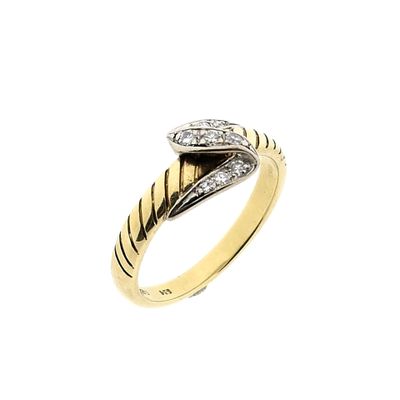 Image 1 of Gold Ring with White Sapphires; 14K; Size 17.5