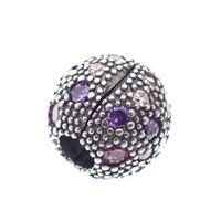 Pandora clip charm; Silver; Fancy Purple Cosmic Stars