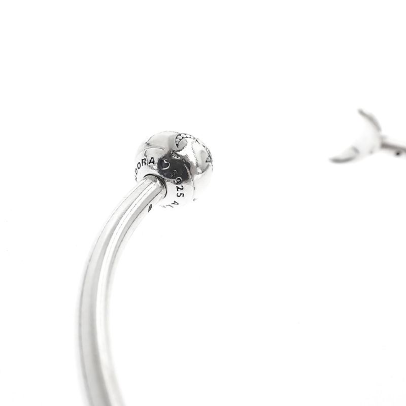 Image 6 of Pandora Moments Open Bangle; Silver; Moon and Stars | Ø 65mm