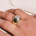 Image 6 of Gold oval signet ring with diamonds; 0.57 ct.