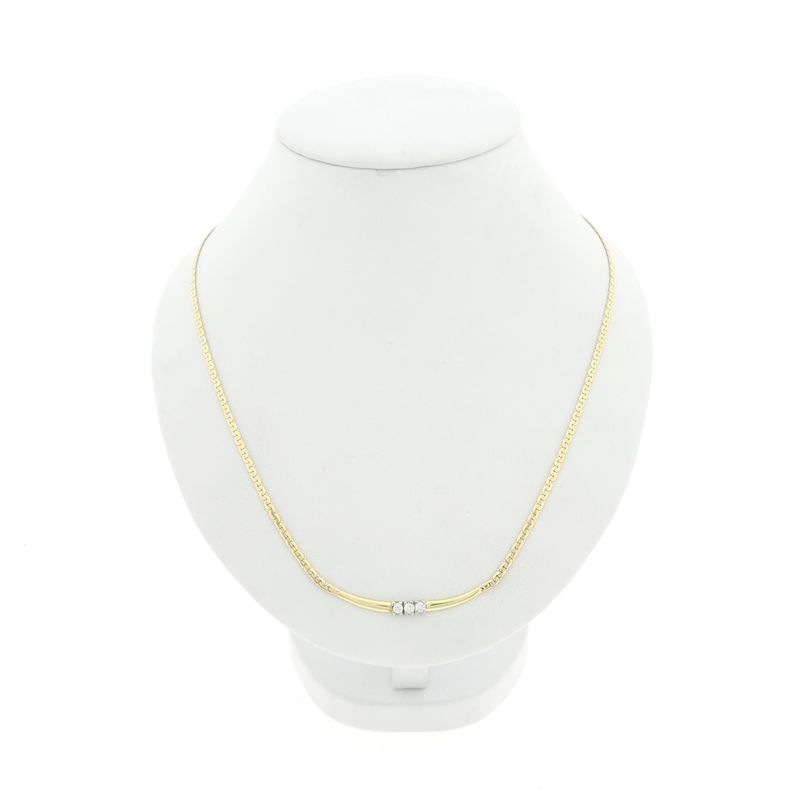 Image 1 of Gold necklace with fixed pendant and diamond; 0.21 ct.