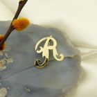Image 1 of Gold letter brooch; letter R