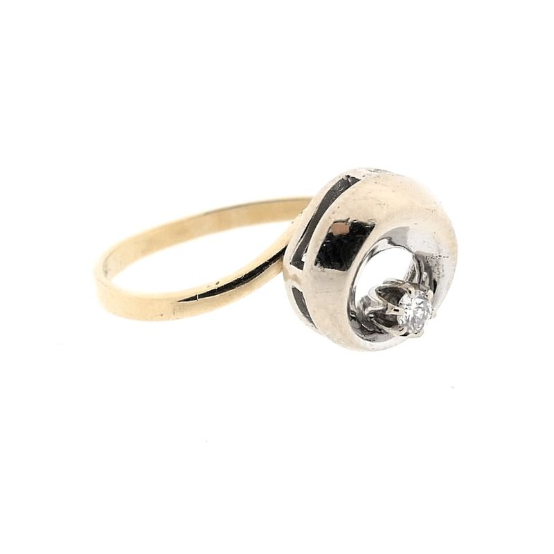 Image 4 of Two-tone gold solitaire ring with diamond; 0.06 ct.