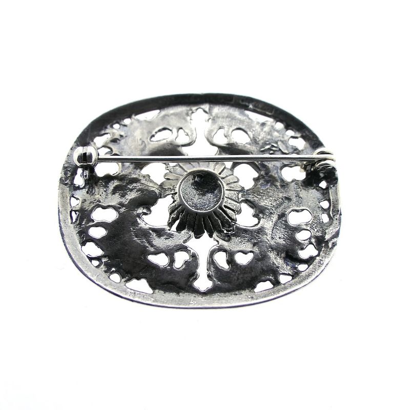 Image 7 of Large silver brooch | Floral design