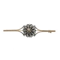 Antique gold and silver brooch with diamonds; approx. 0.25 ct.