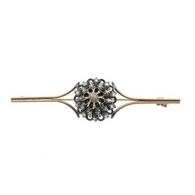 Image 1 of Antique gold and silver brooch with diamonds; approx. 0.25 ct.