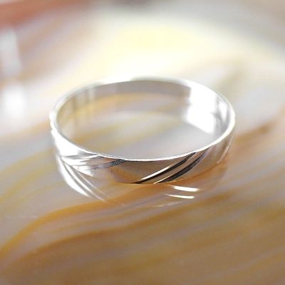 Silver ring with diagonal relief | Men Image 2 of Silver ring with diagonal relief | Men