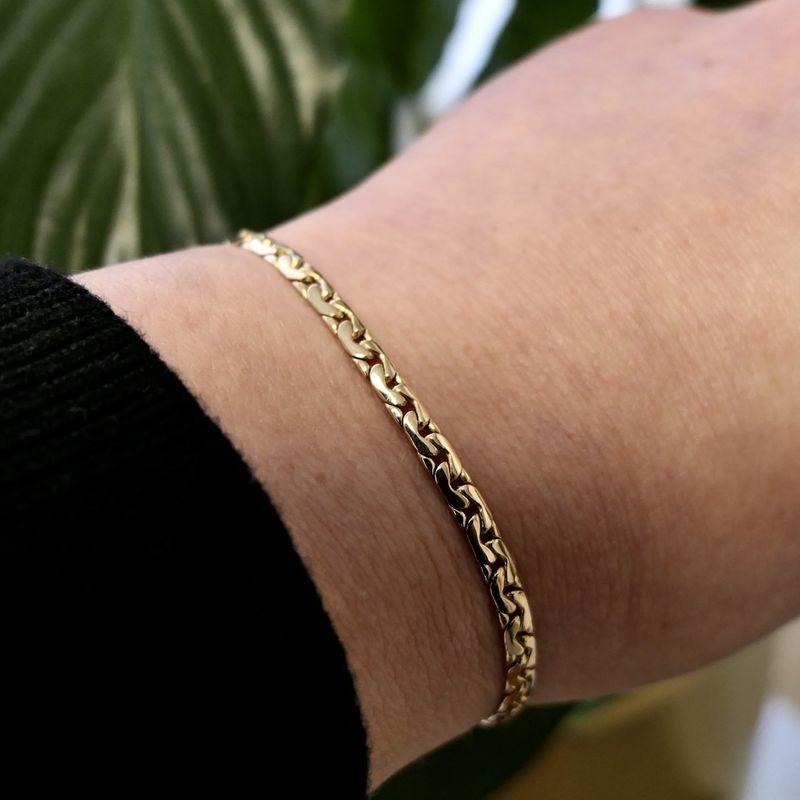 Image 8 of Gold flat anchor link bracelet | 20.5 cm