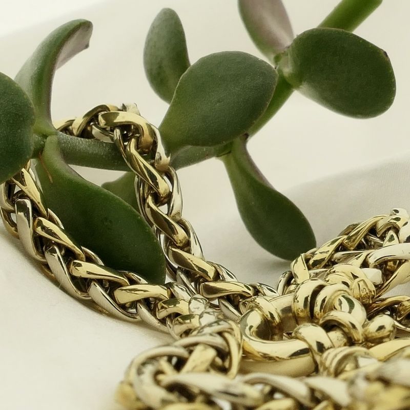 Image 2 of Two-tone gold foxtail link necklace | 45 cm