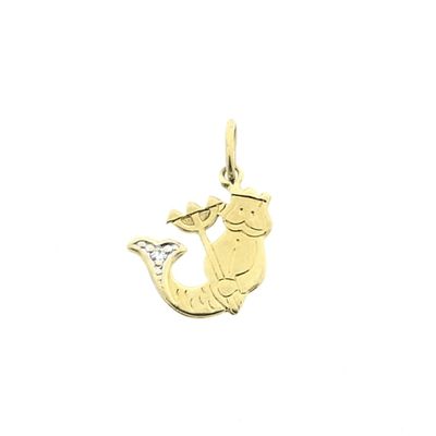 Image 1 of Gold Neptune pendant with 0.005 ct diamond.