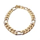 Image 1 of Solid two-tone gold Figaro link bracelet