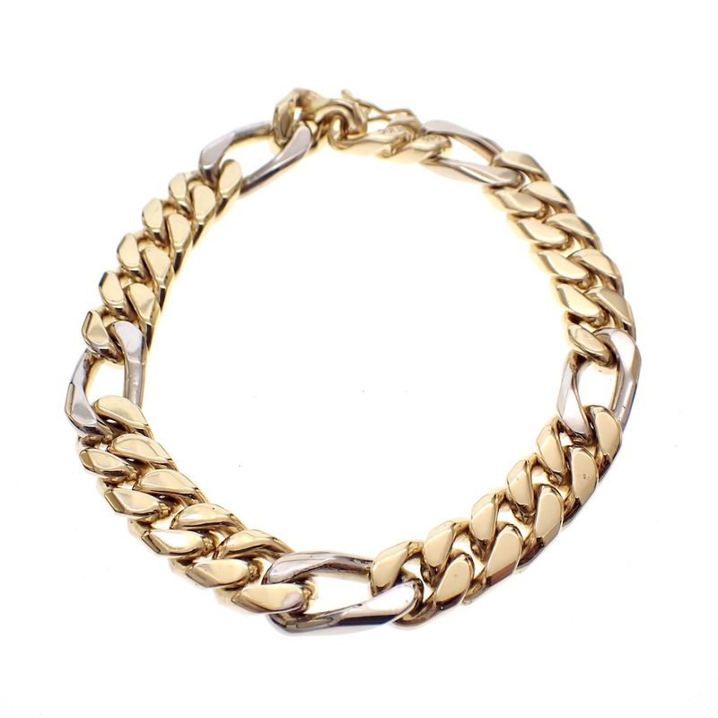 Image 1 of Solid two-tone gold Figaro link bracelet