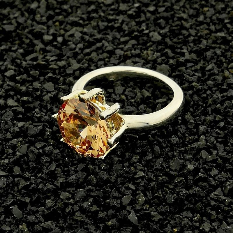 Image 2 of Silver robust ring with champagne zirconia stone