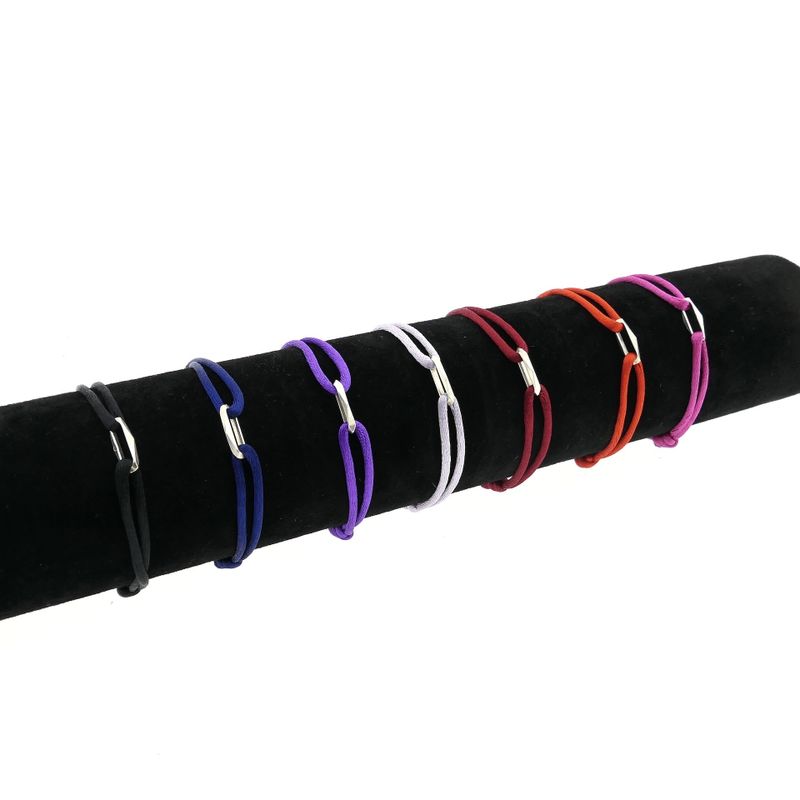 Image 8 of Black Satin Cord Bracelet with Silver Link