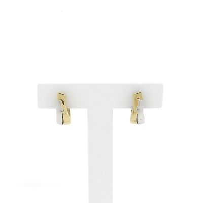 Image 1 of Two-tone gold earrings with diamonds | 0.04 ct.