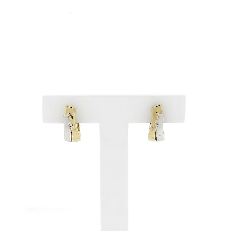 Image 1 of Two-tone gold earrings with diamonds | 0.04 ct.