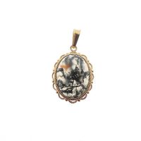 Gold pendant with moss agate | Vintage