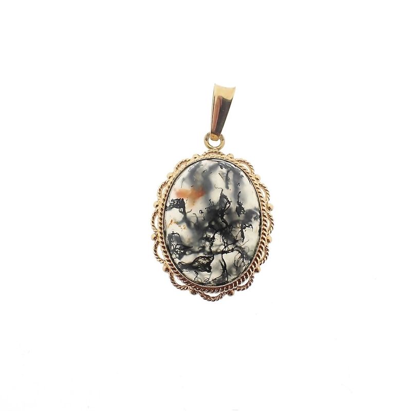 Image 1 of Gold pendant with moss agate | Vintage