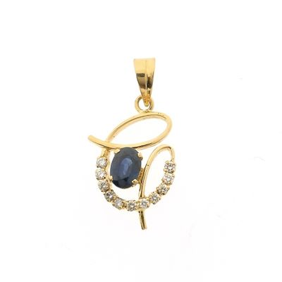 Image 1 of Gold pendant with sapphire and diamond 0.33 ct.