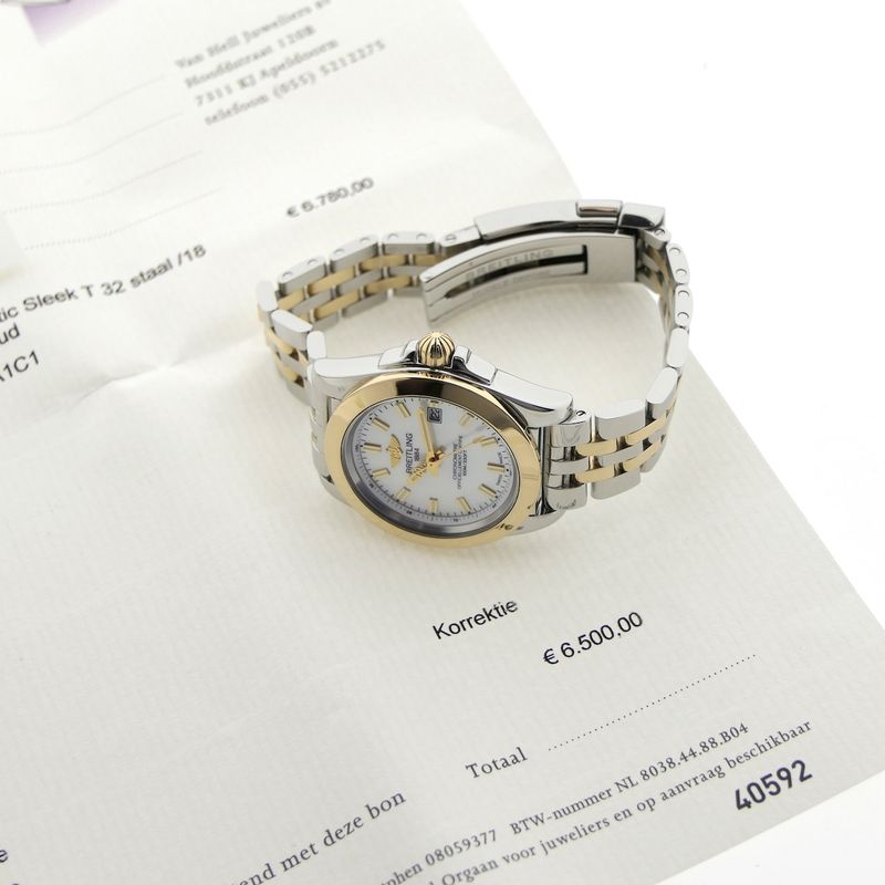 Image 20 of Breitling Galactic 'Sleek' C71330; Gold/steel women's watch with mother-of-pearl dial