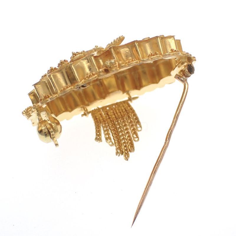 Image 3 of Antique gold brooch with a cap bell; Filigree technique