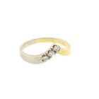 Image 4 of Bicolor Gold V-Shaped Ring with Diamonds; 0.105 ct.