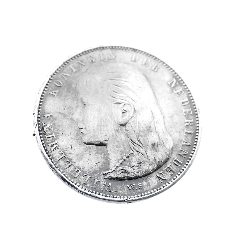 Image 3 of Silver brooch Wilhelmina long loose hair coin | 1892