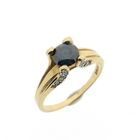 Image 1 of Gold solitaire ring with blue and white diamond | 1.0 ct.