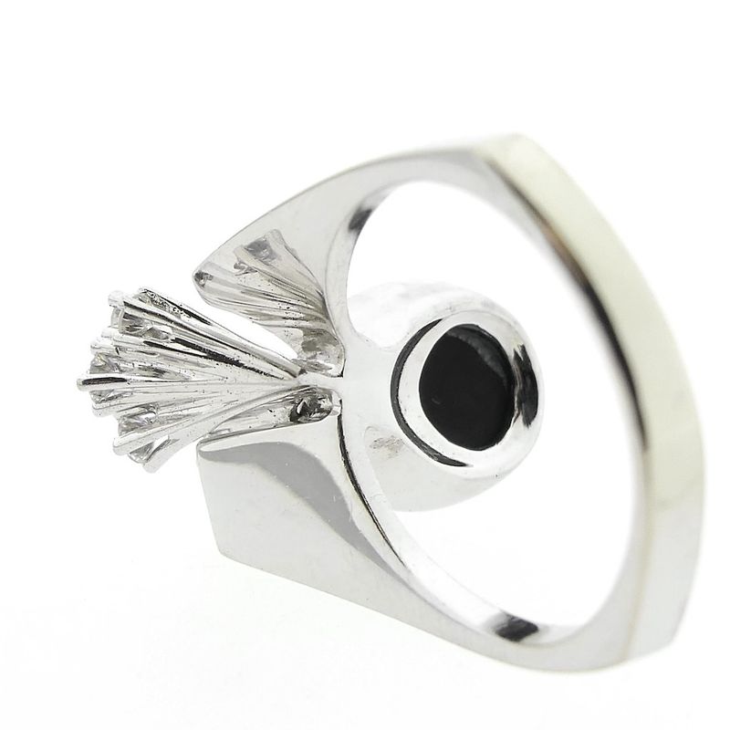 Image 4 of White gold cocktail ring with diamond and triplet opal