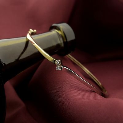 Two-tone gold bangle with diamond; 0.06 ct. | Ø 60 mm Image 2 of Two-tone gold bangle with diamond; 0.06 ct. | Ø 60 mm