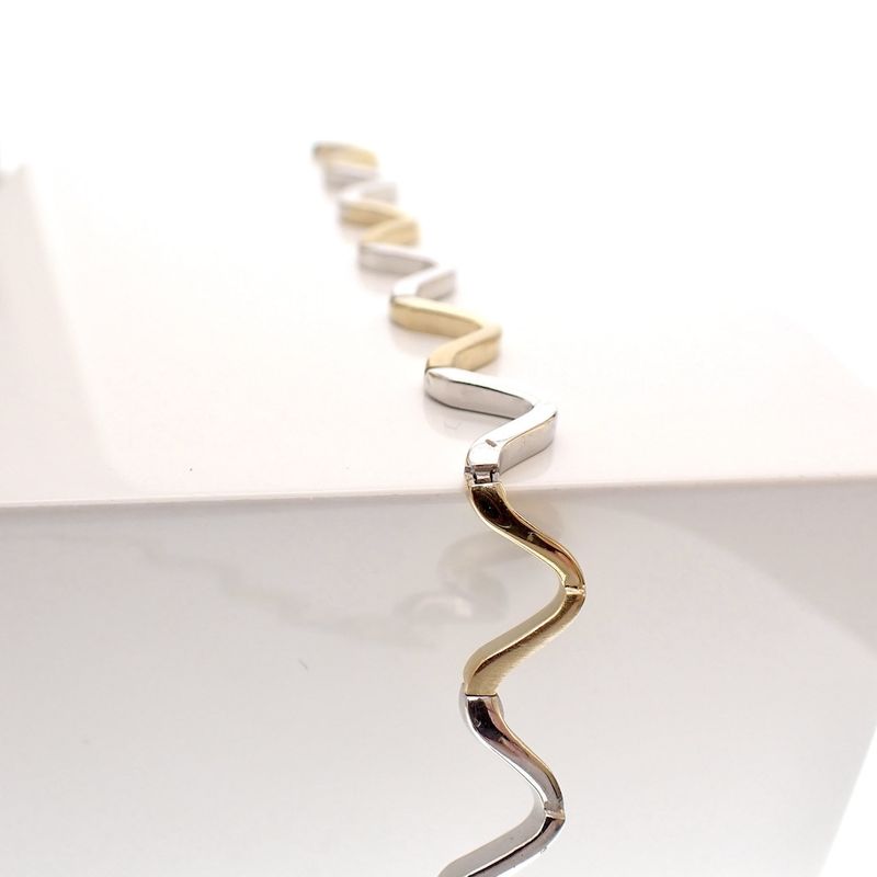 Image 3 of Gold winding necklace set with zirconia