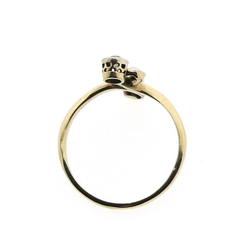 Image 5 of Gold ring with pearl and diamond | 0.10 ct.