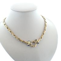 18K bicolor gold solid link necklace | 46 cm