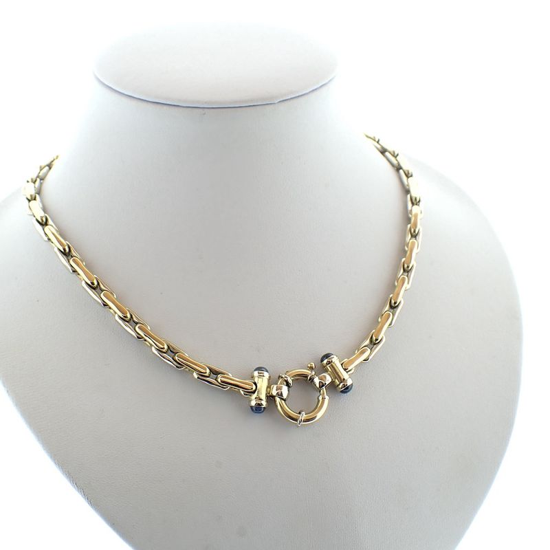 Image 1 of 18K bicolor gold solid link necklace | 46 cm