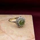 Image 2 of Gold entourage ring with jade and diamonds; 0.3 ct.