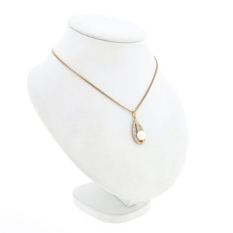Afbeelding 5 van 9 Karaat hanger met barokparel en diamanten; 0,05 ct.