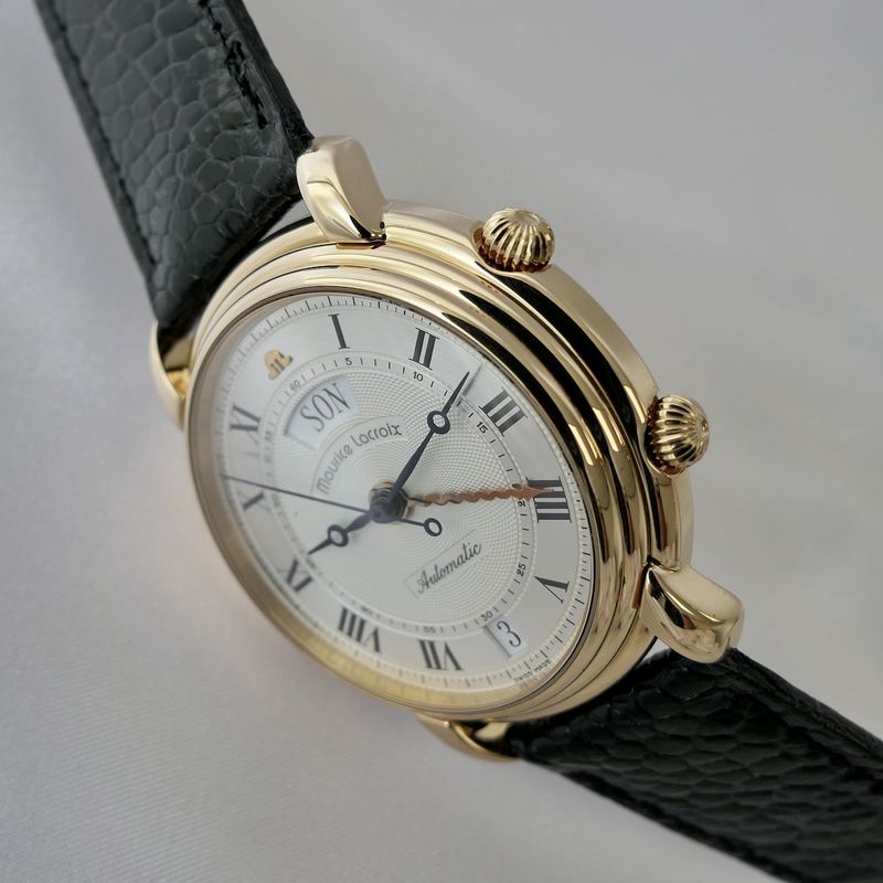 Image 10 of Maurice Lacroix Masterpiece Reveil; Automatic 18k gold men's watch with alarm clock