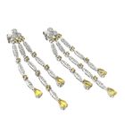 Image 4 of White gold stud earrings with yellow sapphire and diamond; 0.56 ct.
