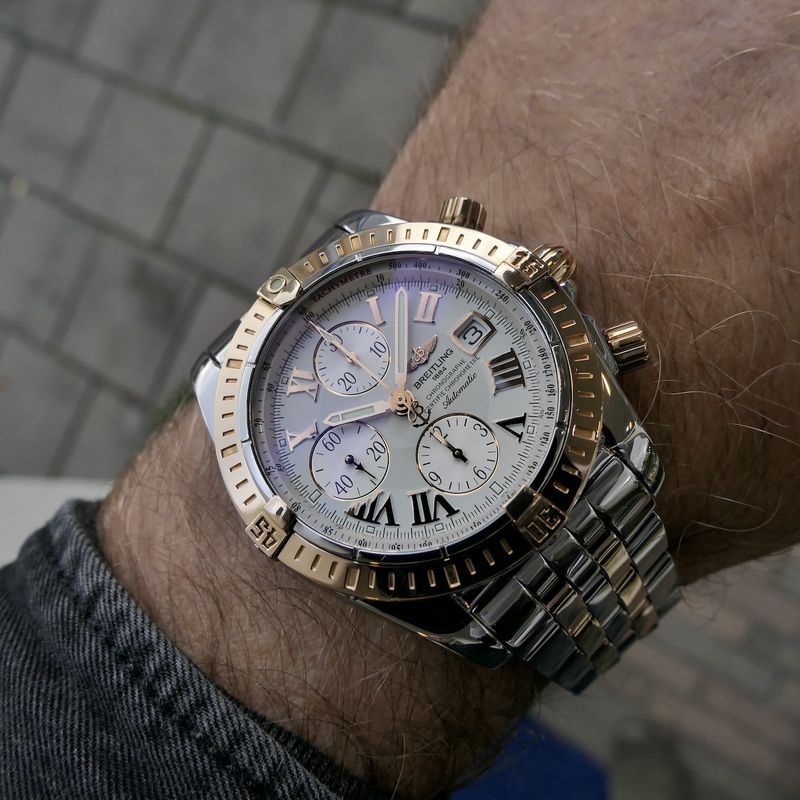 Image 17 of Breitling Chronomat Evolution C13356; Automatic rose gold/steel men's chronograph watch